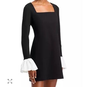 WAYF Black Beatrice Dress with White Ruffle Cuffs